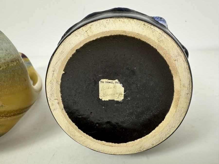 Vintage Glazed Art Pottery Vases From Belgium (L) & Germany (R) 9'H [Photo 7]