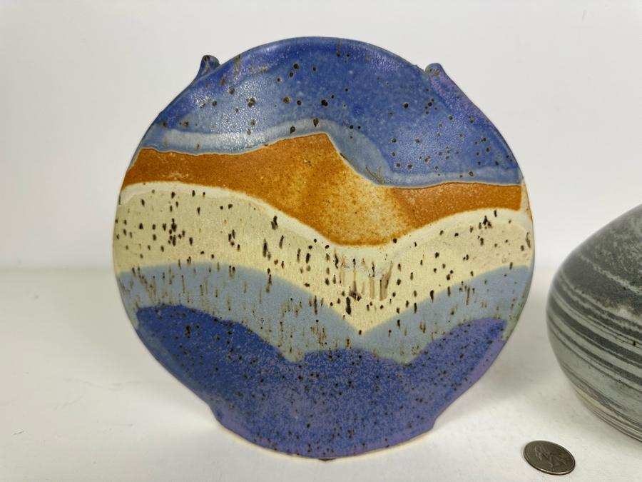 Pair Of Vintage Signed Pottery Vases 8'H [Photo 3]