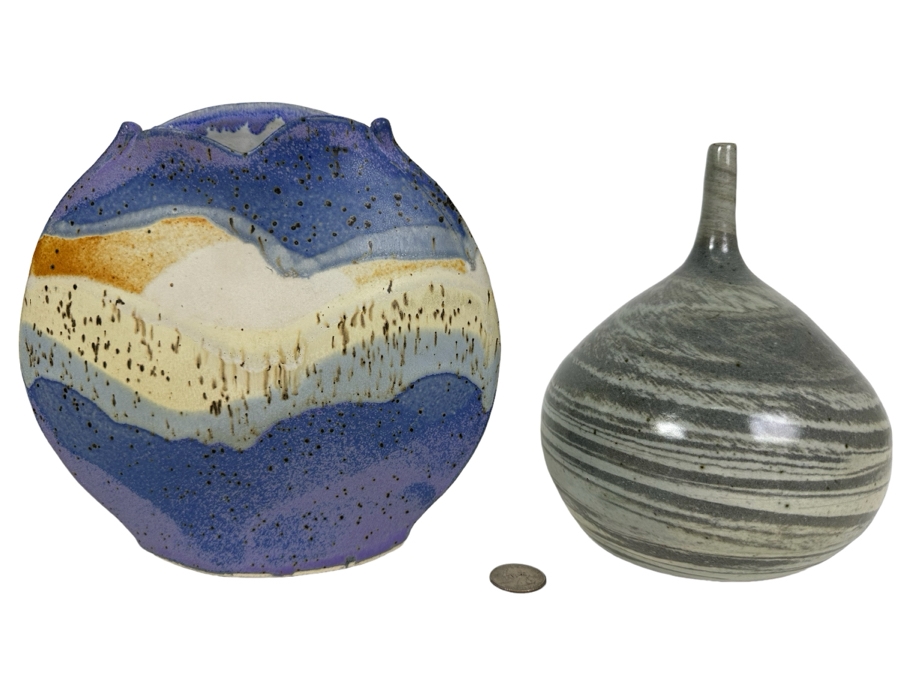 Pair Of Vintage Signed Pottery Vases 8'H [Photo 1]