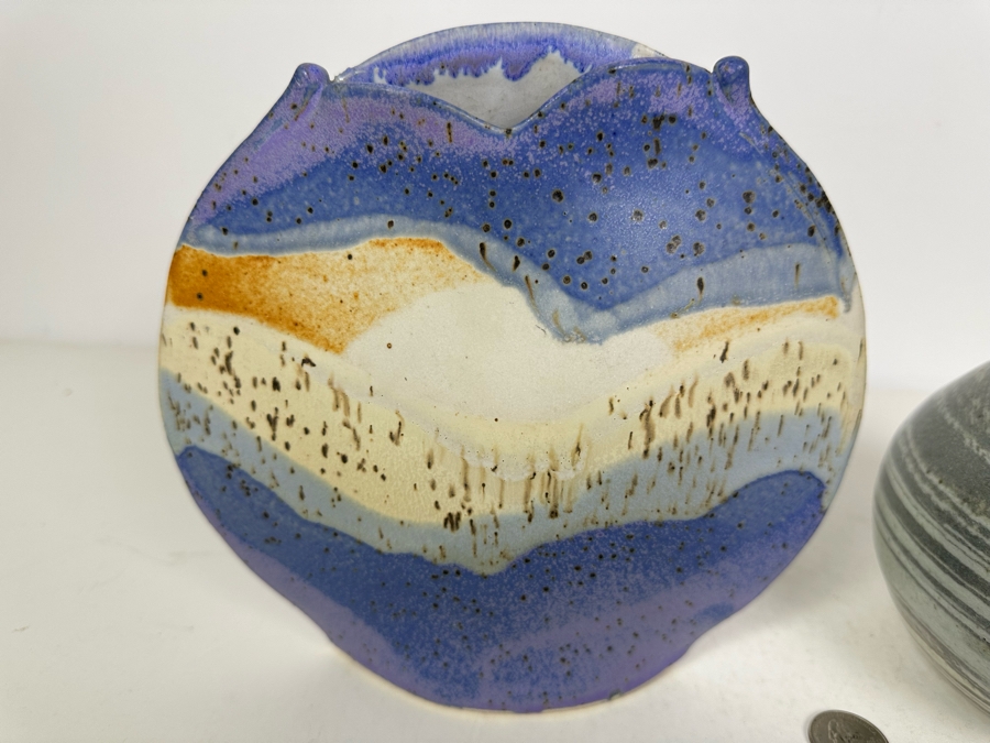 Pair Of Vintage Signed Pottery Vases 8'H [Photo 2]