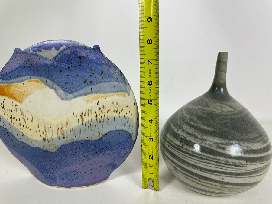 Pair Of Vintage Signed Pottery Vases 8'H [Photo 10]