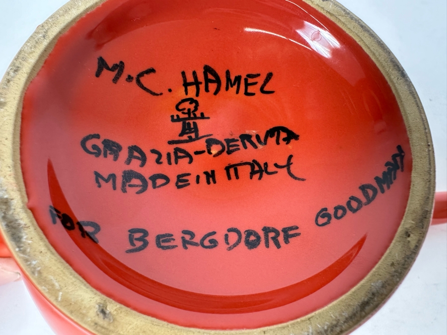 M. C. Hamel For Grazia Deruta Figural Kangaroo Bowl Red 11'W X 4'H [Photo 5]