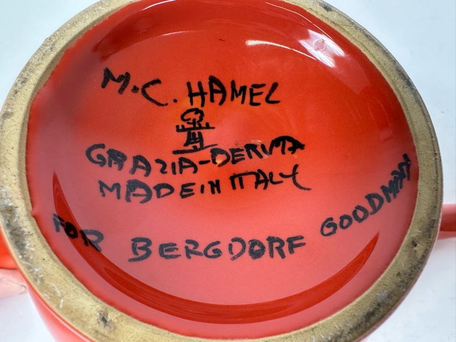 M. C. Hamel For Grazia Deruta Figural Kangaroo Bowl Red 11'W X 4'H [Photo 4]