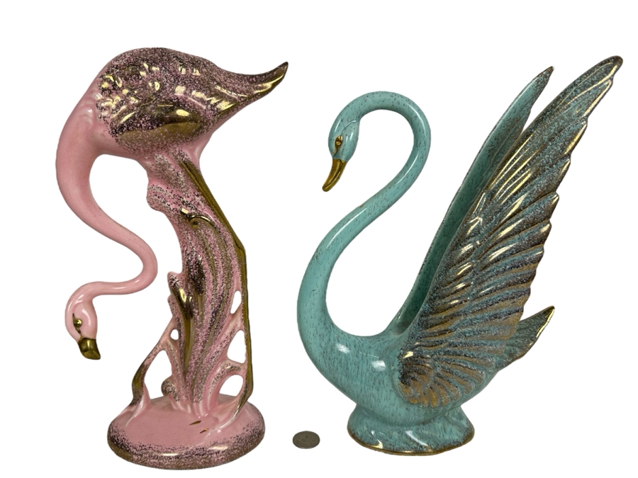 California Pottery Flamingo And Swan 12'H [Photo 1]