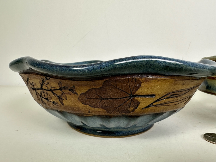 Vintage Signed Greer Art Pottery Bowl 9'W And Signed Cuzick Art Pottery Covered Bowl 10'W [Photo 4]