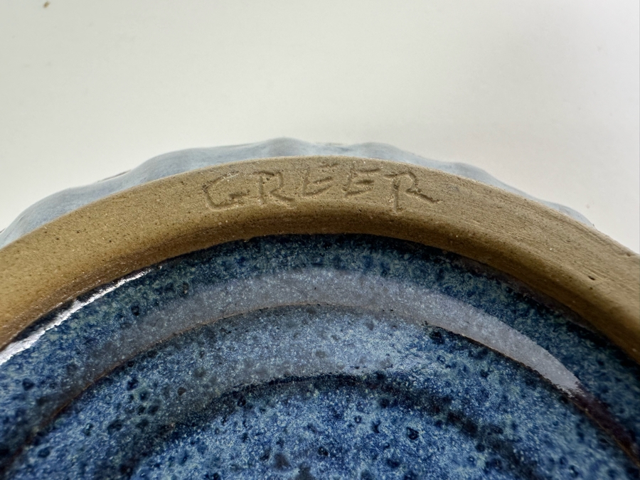 Vintage Signed Greer Art Pottery Bowl 9'W And Signed Cuzick Art Pottery Covered Bowl 10'W [Photo 11]