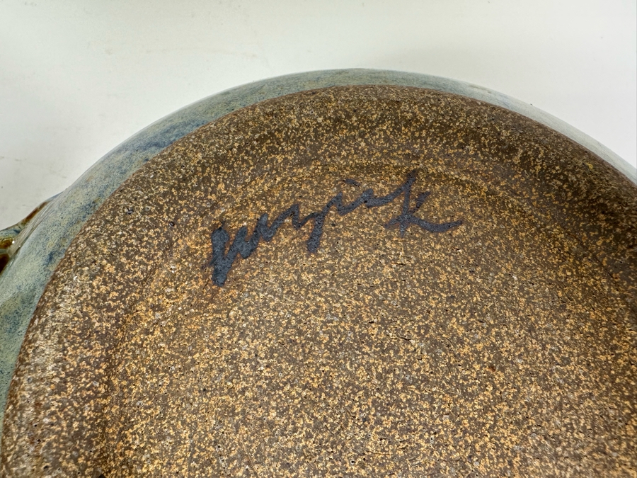 Vintage Signed Greer Art Pottery Bowl 9'W And Signed Cuzick Art Pottery Covered Bowl 10'W [Photo 9]