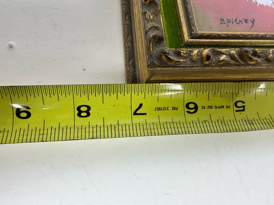 Vintage Belgium Enamel Painting On Copper Artwork Signed B. Pitney Of Ballerina 4' X 5' Framed 7' X 8' [Photo 6]