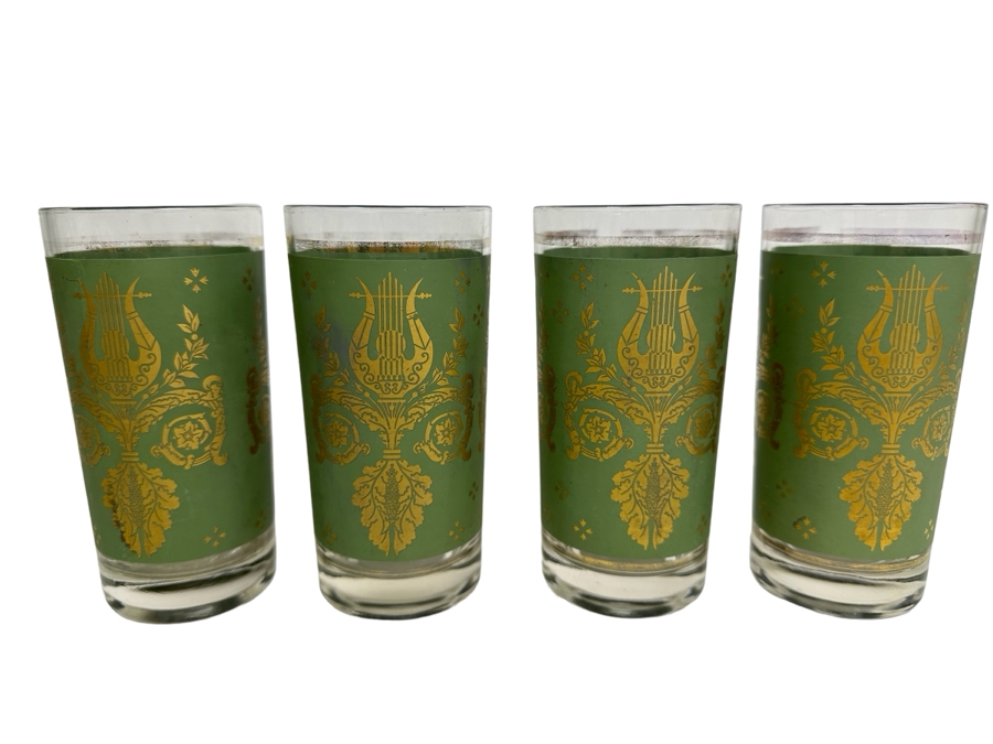 Four Vintage Jeanette Lyre Drinking Glasses 5.5'H [Photo 1]