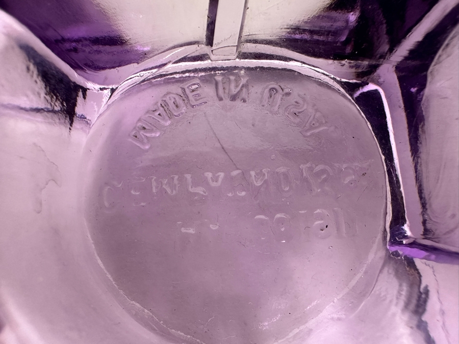 Antique 1911 Patent Date Double Inkwell Purple Amethyst Glass Desk Set 7'W X 6'D [Photo 5]