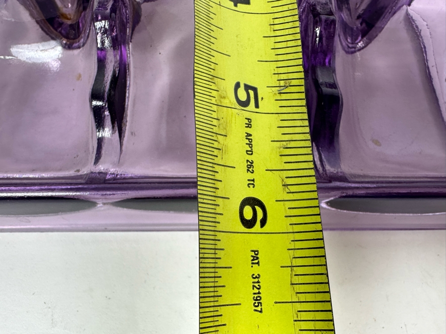 Antique 1911 Patent Date Double Inkwell Purple Amethyst Glass Desk Set 7'W X 6'D [Photo 9]