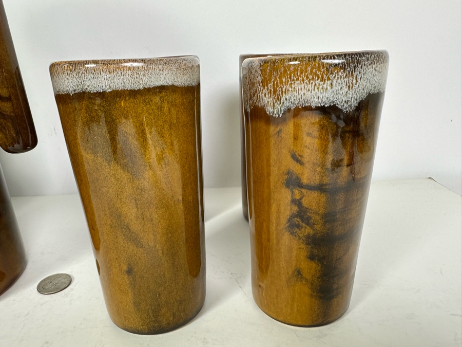 Signed Van Briggle Pottery Set With Tall Pitcher 11.5'H And Eight Matching Cups 6'H All Signed Anna Van Briggle Colo Springs [Photo 5]