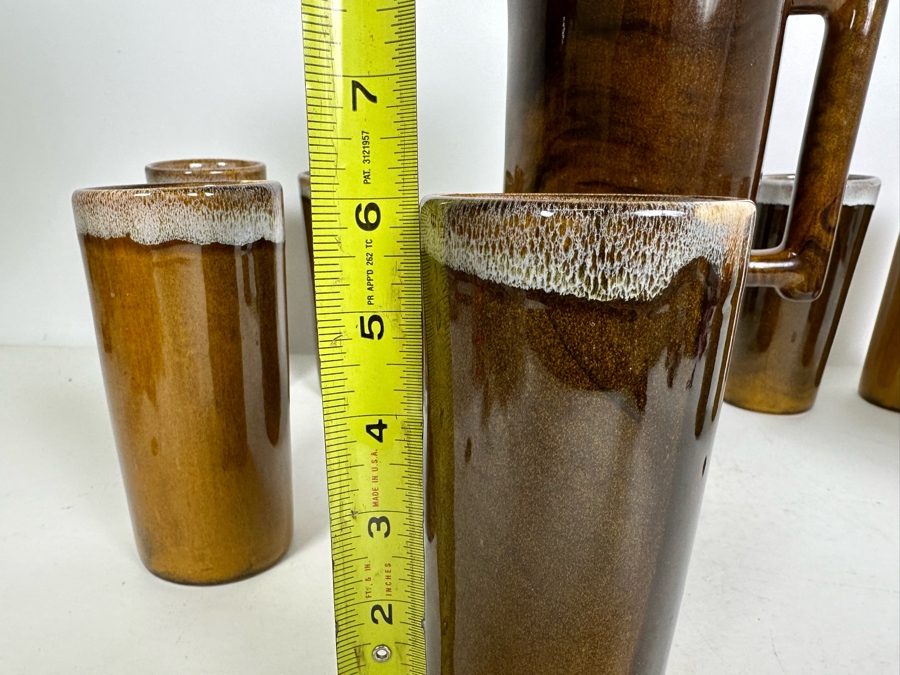 Signed Van Briggle Pottery Set With Tall Pitcher 11.5'H And Eight Matching Cups 6'H All Signed Anna Van Briggle Colo Springs [Photo 15]