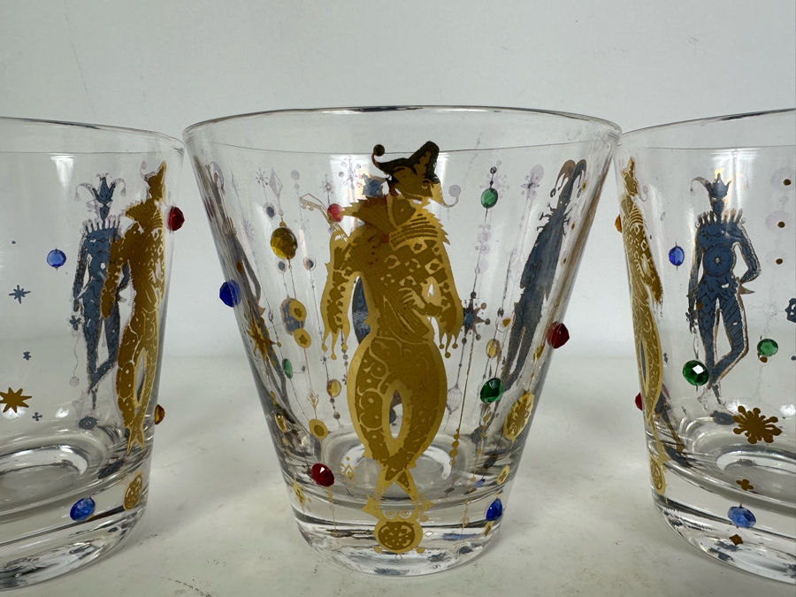 Set Of Three Vintage MCM Culver Jester Old Fashioned Glasses 4'H [Photo 2]