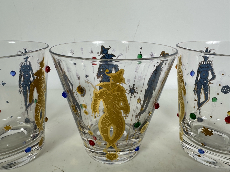 Set Of Three Vintage MCM Culver Jester Old Fashioned Glasses 4'H [Photo 3]