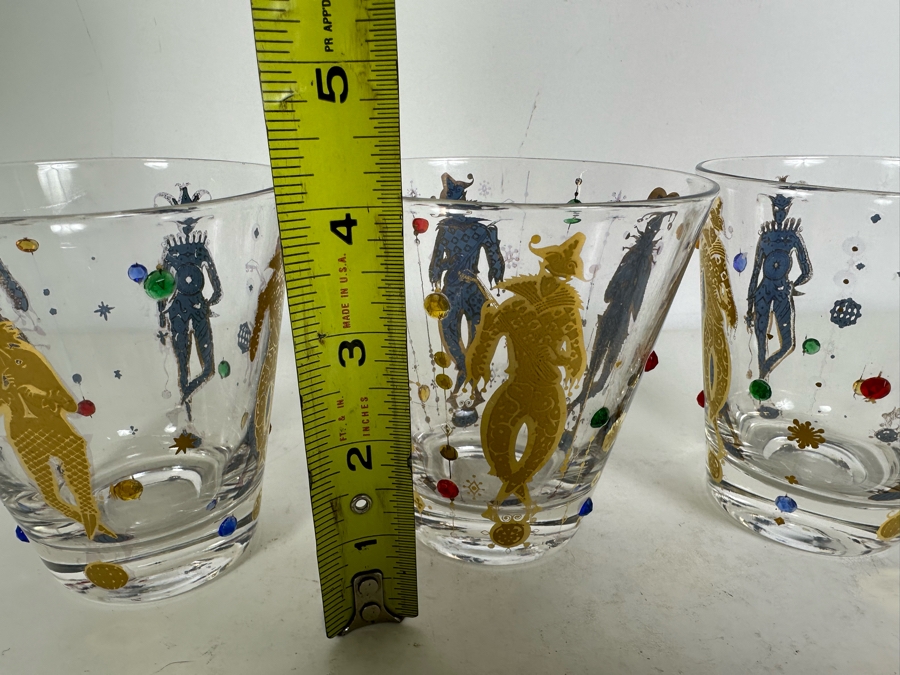Set Of Three Vintage MCM Culver Jester Old Fashioned Glasses 4'H [Photo 5]