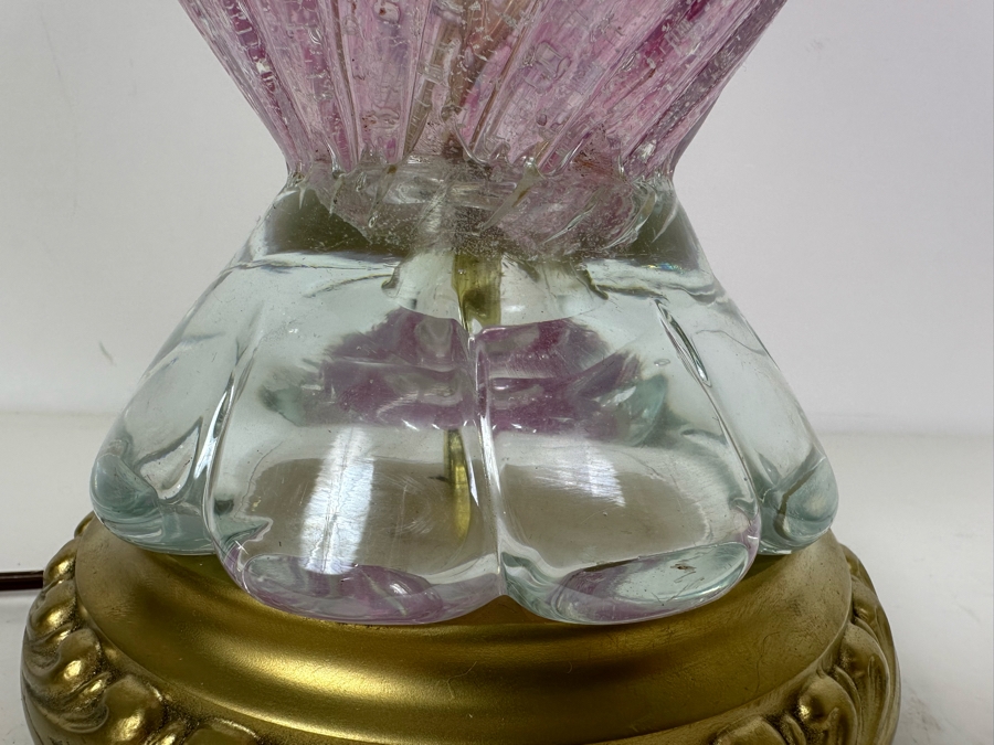 Impressive Italian Murano Glass Pink Swirl Table Lamp 29.5'H No Shade [Photo 4]