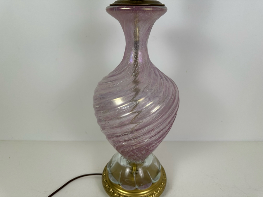 Impressive Italian Murano Glass Pink Swirl Table Lamp 29.5'H No Shade [Photo 9]