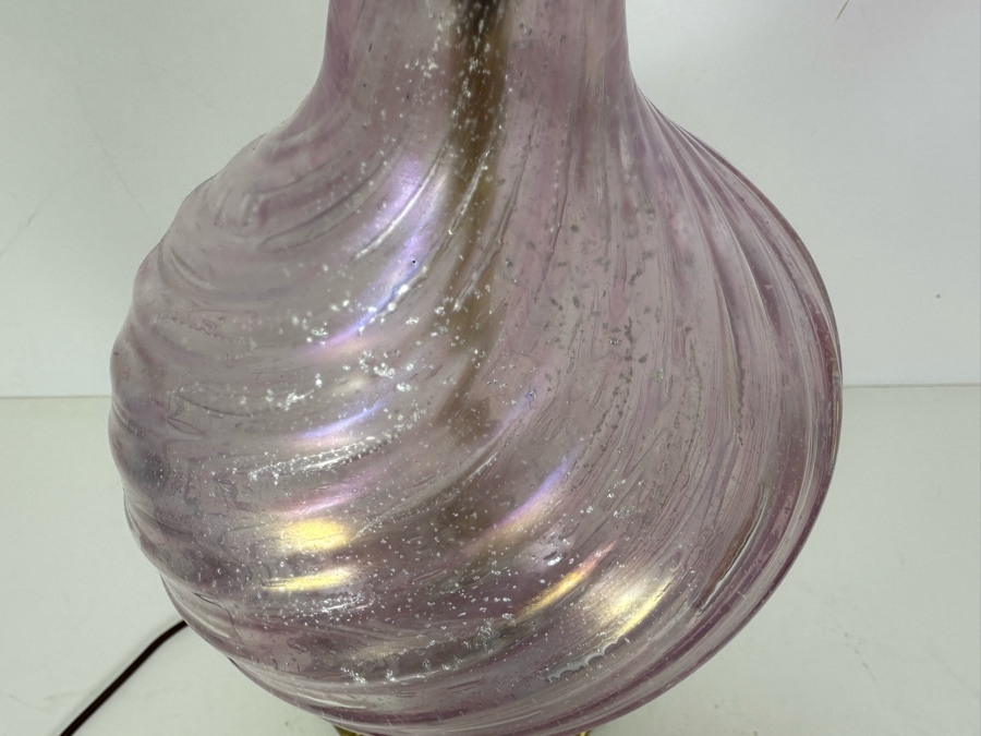 Impressive Italian Murano Glass Pink Swirl Table Lamp 29.5'H No Shade [Photo 6]