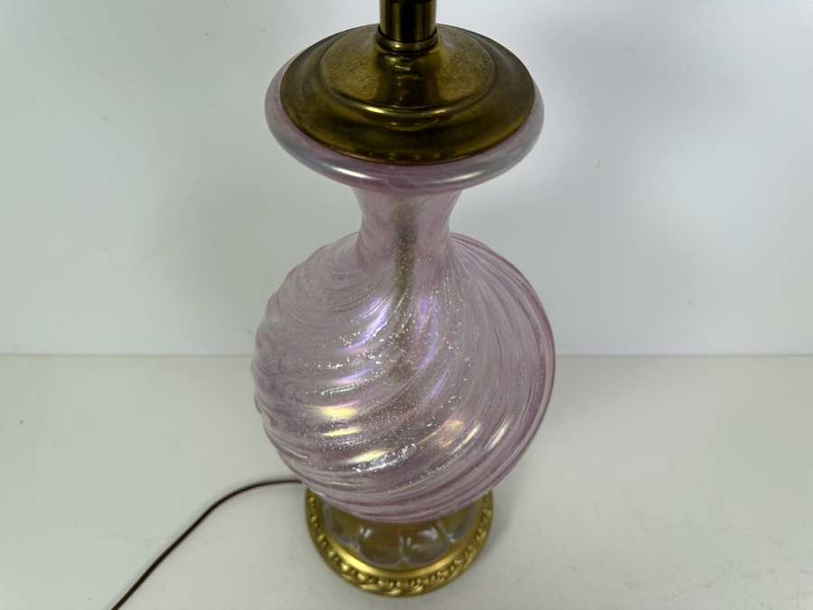 Impressive Italian Murano Glass Pink Swirl Table Lamp 29.5'H No Shade [Photo 8]