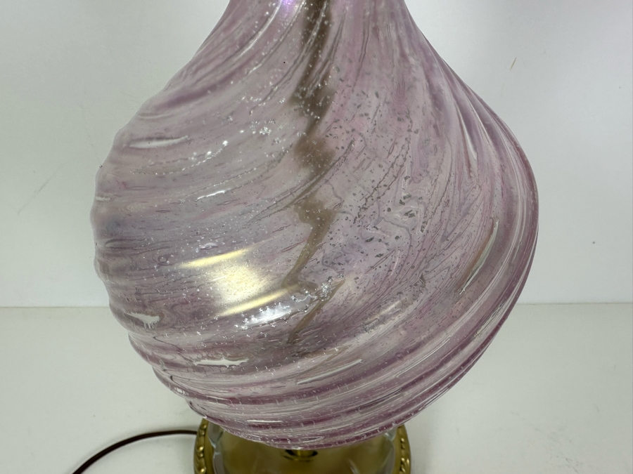 Impressive Italian Murano Glass Pink Swirl Table Lamp 29.5'H No Shade [Photo 7]