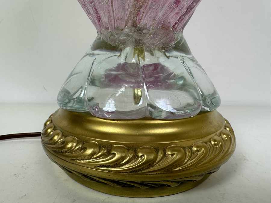 Impressive Italian Murano Glass Pink Swirl Table Lamp 29.5'H No Shade [Photo 5]