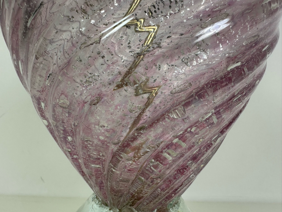 Impressive Italian Murano Glass Pink Swirl Table Lamp 29.5'H No Shade [Photo 3]