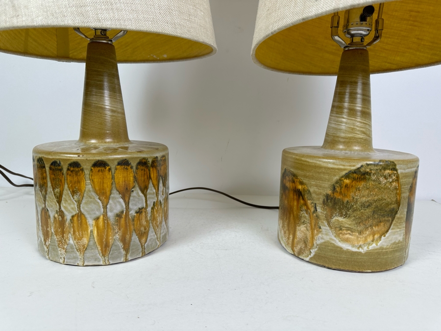 Pair Of Contemporary Glazed Pottery Table Lamps 22'H [Photo 2]