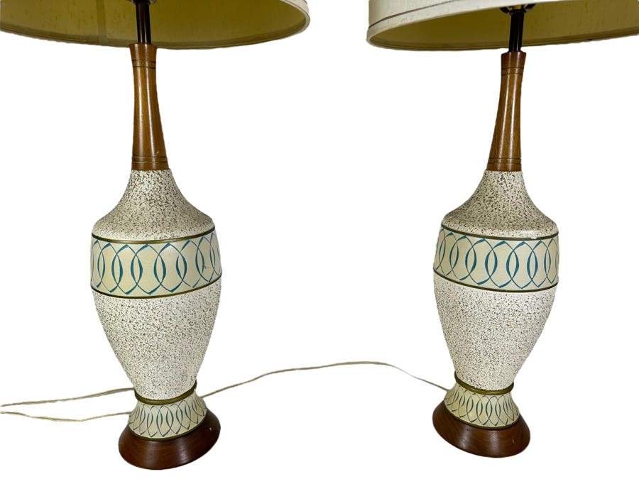 Mid-Century Modern Table Lamps Signed F.A.I.P. Frederick Weinberg Fine Art In Plaster 40.5'H