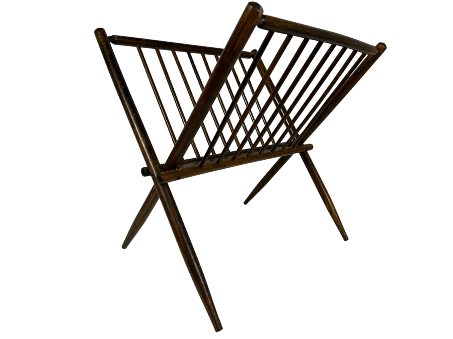 Mid-Century Modern Folding Magazine Rack Masterpiece In Wood Nasco Yugoslavia 19'W X 17'H