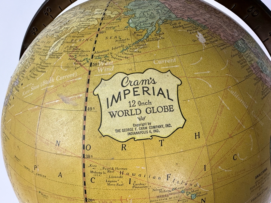 Vintage Mid-Century Cram's Imperial 12' World Globe With Metal Stand 35'H [Photo 3]