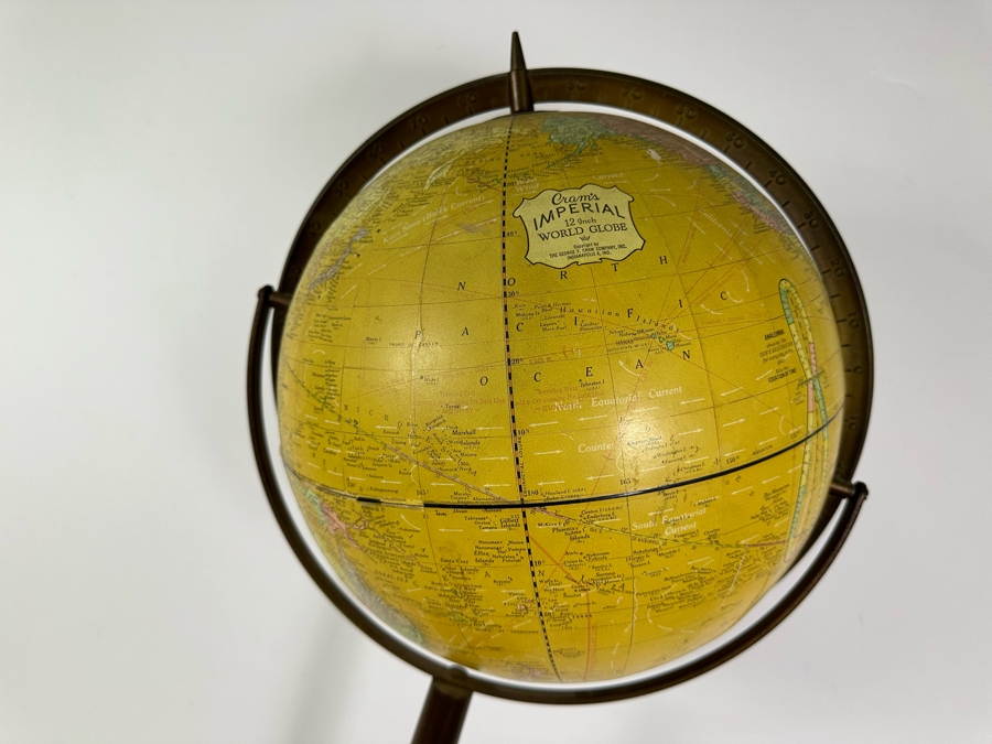 Vintage Mid-Century Cram's Imperial 12' World Globe With Metal Stand 35'H [Photo 2]