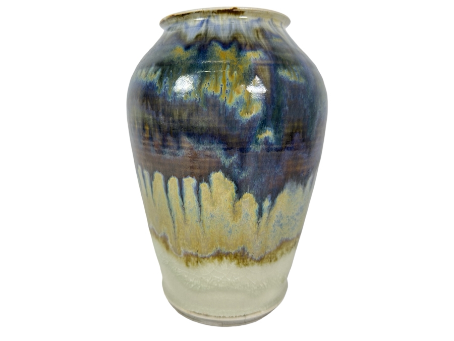 Large Artist Signed Art Pottery Vase 11'H