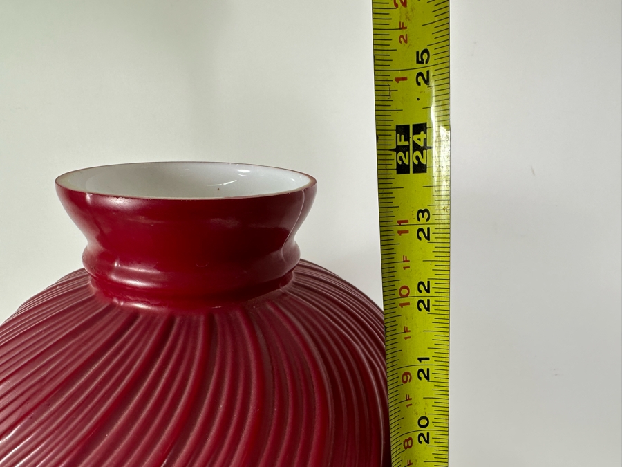 Vintage Rayo Oil Lamp With Red Glass Shade 24'H [Photo 8]