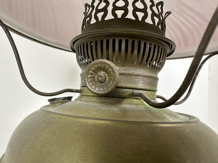 Vintage Rayo Oil Lamp With Red Glass Shade 24'H [Photo 7]