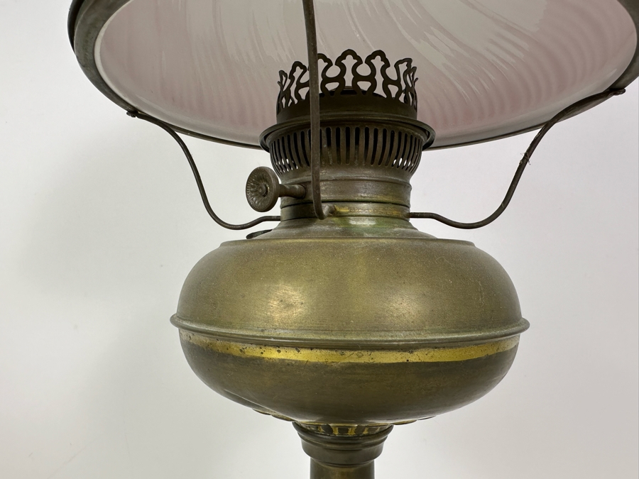 Vintage Rayo Oil Lamp With Red Glass Shade 24'H [Photo 2]