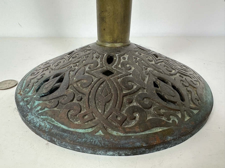 Vintage Rayo Oil Lamp With Red Glass Shade 24'H [Photo 4]