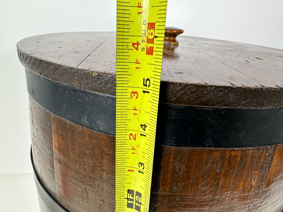 Vintage Round Wooden Barrel With Lid 13'R X 16'H [Photo 7]