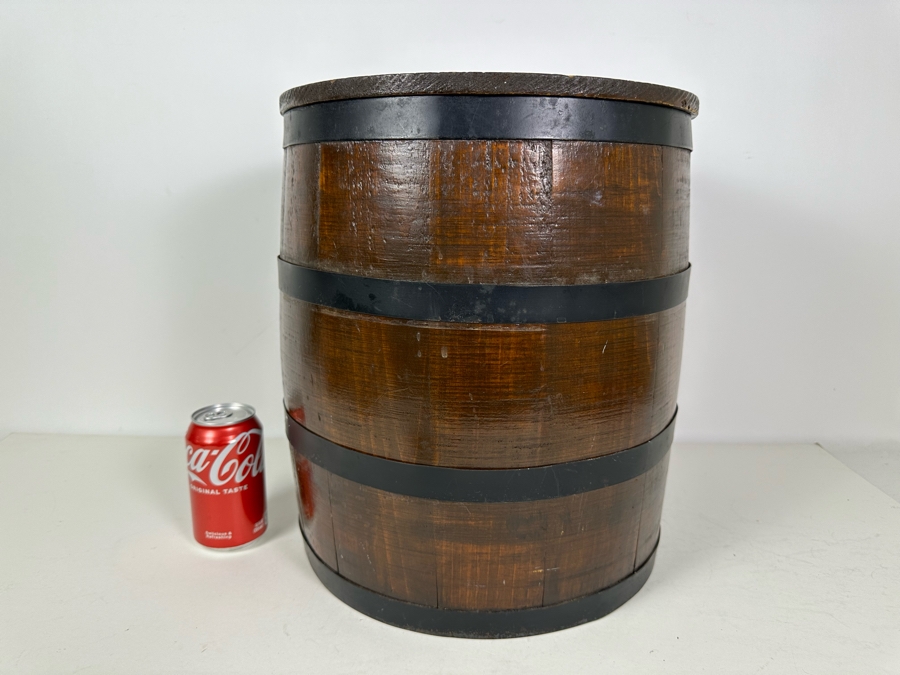 Vintage Round Wooden Barrel With Lid 13'R X 16'H [Photo 3]