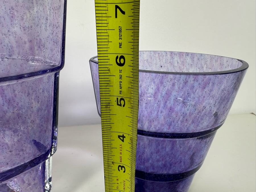 Three Kosta Boda Ann Wahlstrom Signed Swedish Glass Vases In Amethyst Purple Violet 11.5'H - 5.75'H [Photo 5]