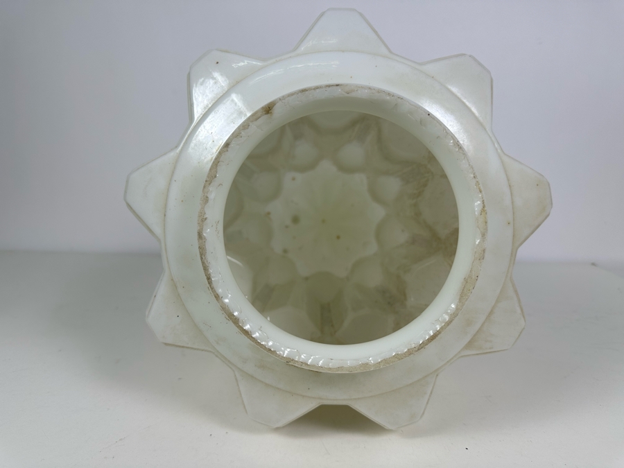 Stunning Vintage Art Deco Milk Glass Skyscraper Globe Light Fixture Shade 16.5'H (Width Of Neck Is 6') [Photo 4]
