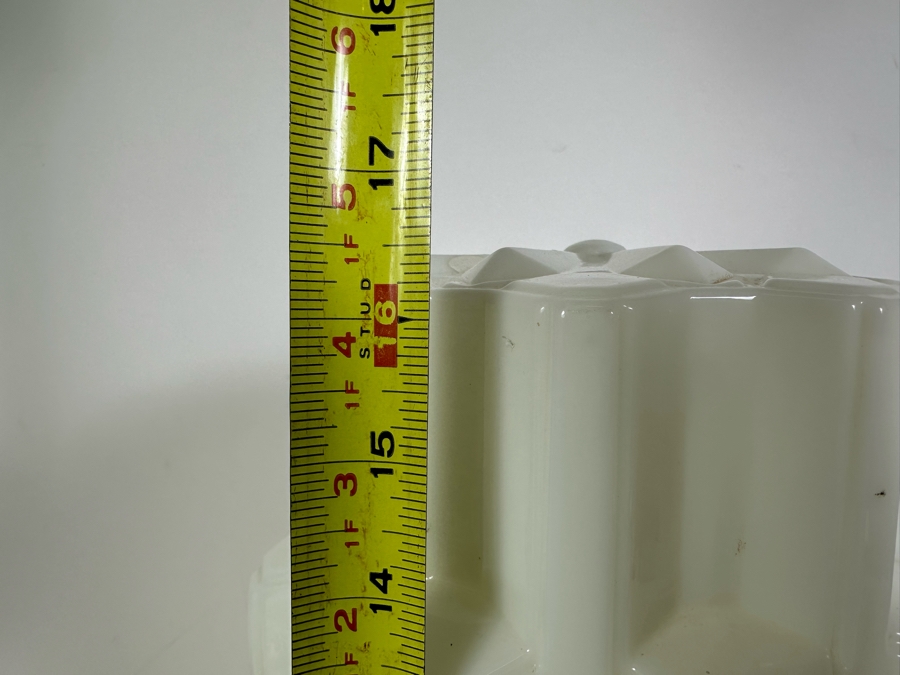 Stunning Vintage Art Deco Milk Glass Skyscraper Globe Light Fixture Shade 16.5'H (Width Of Neck Is 6') [Photo 5]