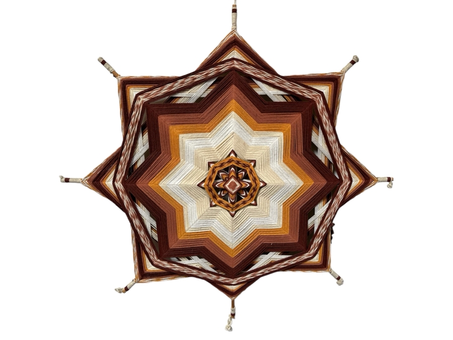 Retro 1970s Yarn Artwork Wall Hanging 48'W