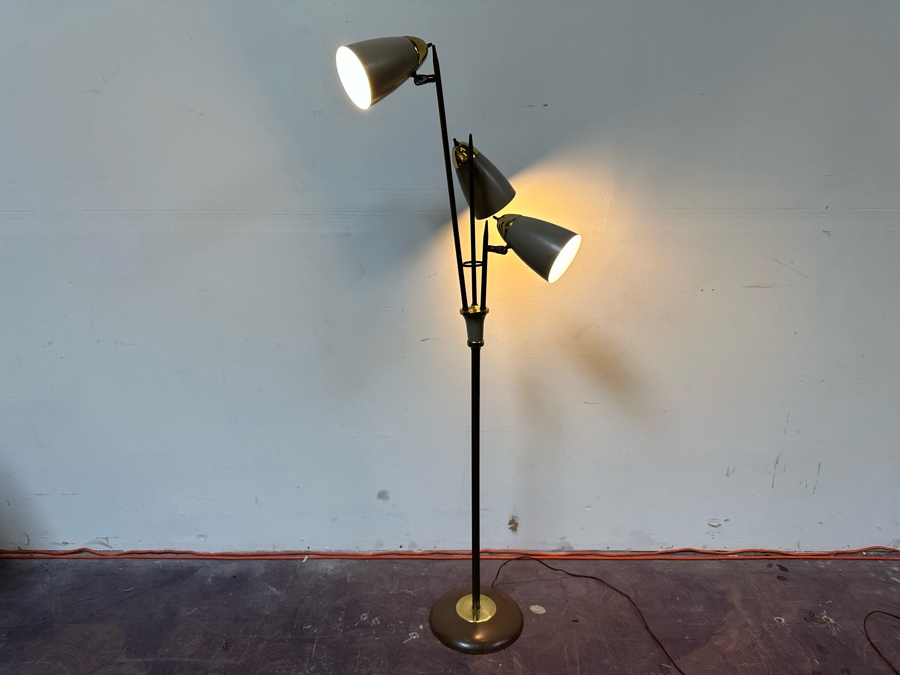Mid-Century Modern Gerald Thurston For Lightolier Metal Three Light Floor Lamp 60'H [Photo 3]