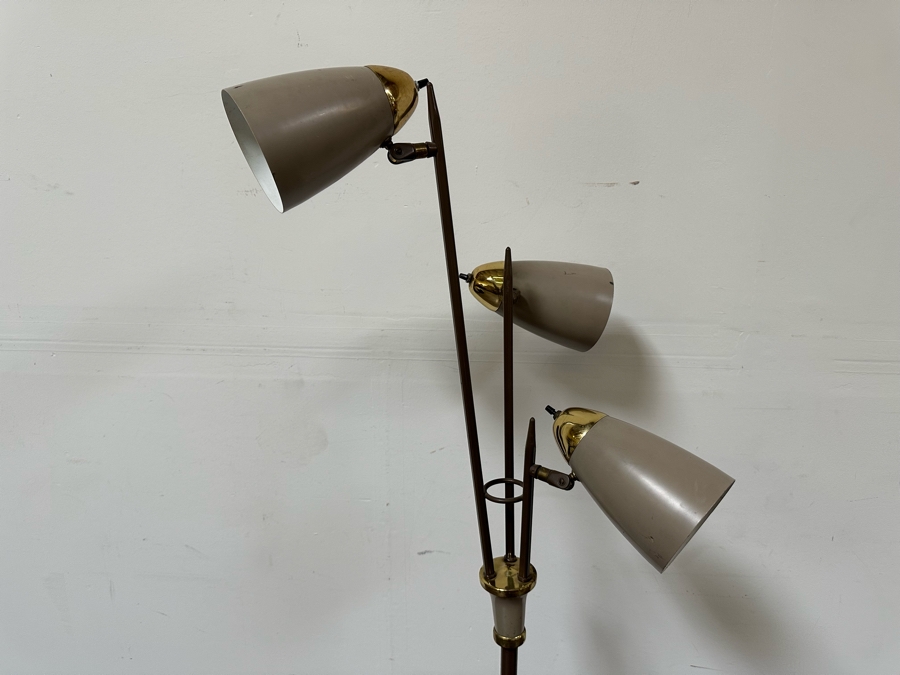Mid-Century Modern Gerald Thurston For Lightolier Metal Three Light Floor Lamp 60'H [Photo 4]