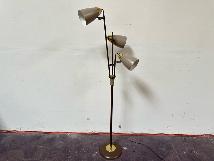 Mid-Century Modern Gerald Thurston For Lightolier Metal Three Light Floor Lamp 60'H [Photo 2]