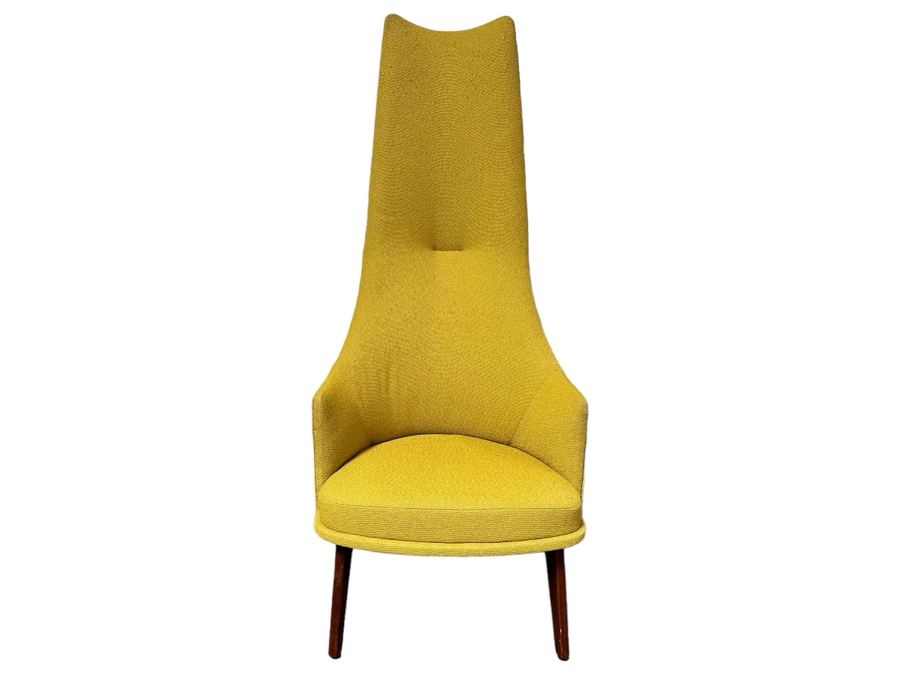 Adrian Pearsall Slim Jim High Back Mid-Century Modern Atomic Age Retro Chair For Craft Associates In Yellow Fabric 25W X 30D X 56H [Photo 2]