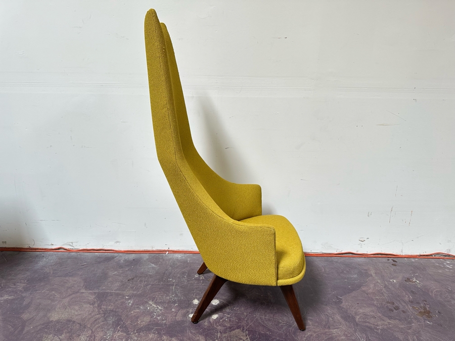 Adrian Pearsall Slim Jim High Back Mid-Century Modern Atomic Age Retro Chair For Craft Associates In Yellow Fabric 25W X 30D X 56H [Photo 3]