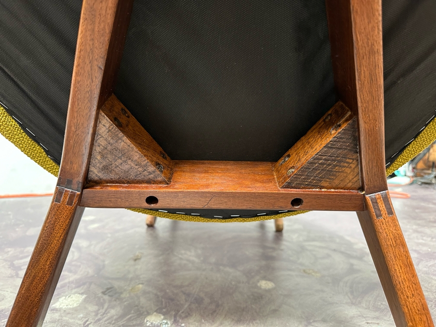 Adrian Pearsall Slim Jim High Back Mid-Century Modern Atomic Age Retro Chair For Craft Associates In Yellow Fabric 25W X 30D X 56H [Photo 7]