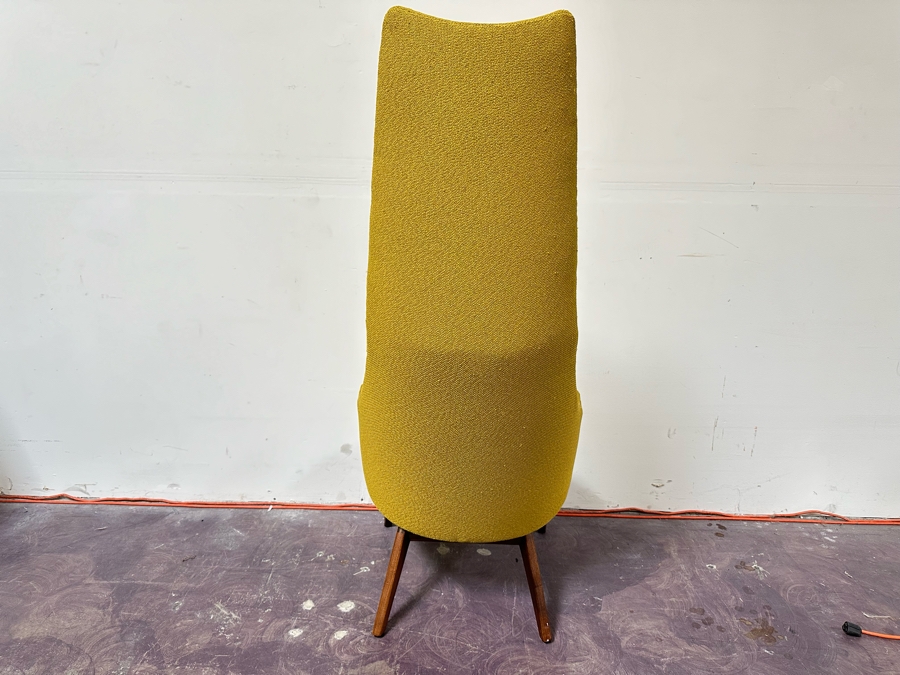 Adrian Pearsall Slim Jim High Back Mid-Century Modern Atomic Age Retro Chair For Craft Associates In Yellow Fabric 25W X 30D X 56H [Photo 4]